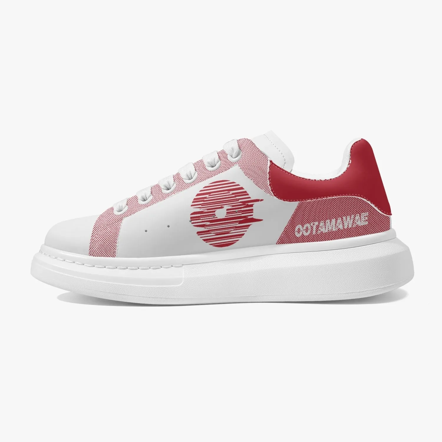 Lifestyle Low-Top Leather Sneakers - White/Red