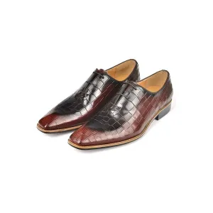 LuxeGent Croc-Embossed Leather Oxford Dress Shoes