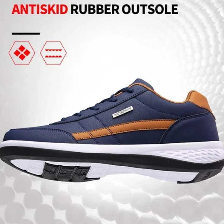 Men's Breathable Leather Sneakers - Casual All-Match Footwear for Leisure Activities