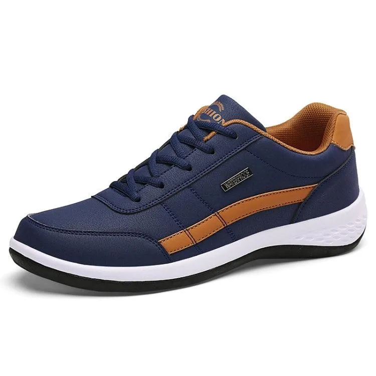 Men's Breathable Leather Sneakers - Casual All-Match Footwear for Leisure Activities