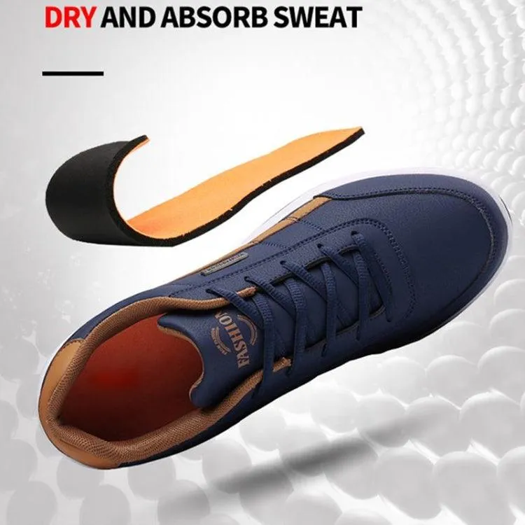 Men's Breathable Leather Sneakers - Casual All-Match Footwear for Leisure Activities