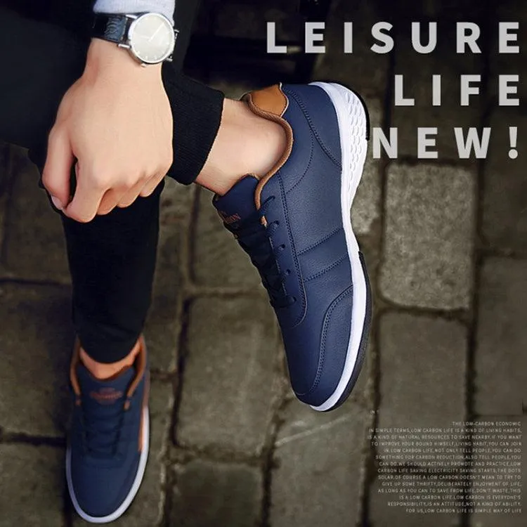 Men's Breathable Leather Sneakers - Casual All-Match Footwear for Leisure Activities