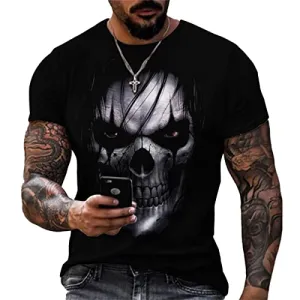 Men's Novelty Skull T-Shirt Muscle Short Sleeve Printed Short Sleeve Top