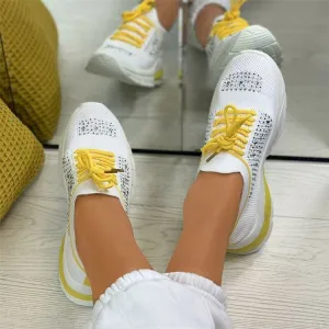 Mesh Sneaker Flying Woven Round Head Spot Color