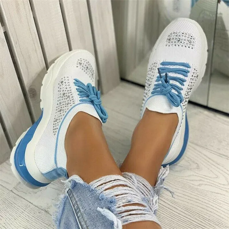 Mesh Sneaker Flying Woven Round Head Spot Color