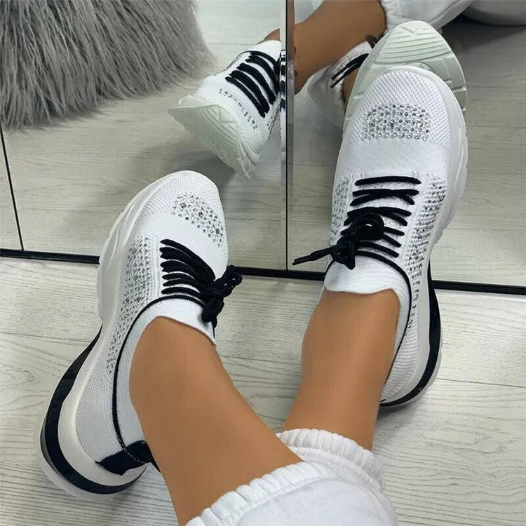 Mesh Sneaker Flying Woven Round Head Spot Color