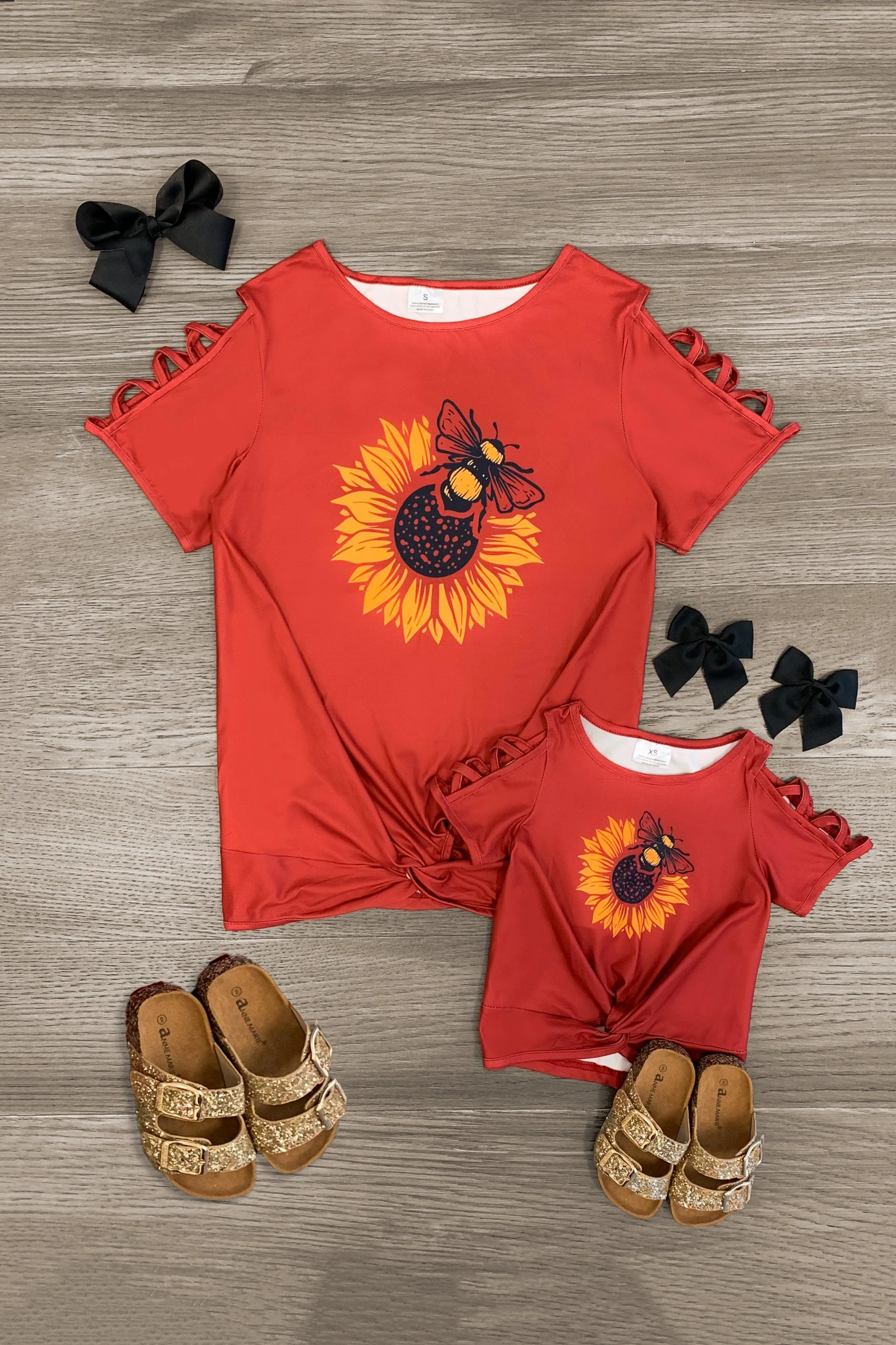 Mom & Me - Red Bumblebee Sunflower Top