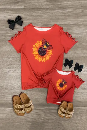 Mom & Me - Red Bumblebee Sunflower Top