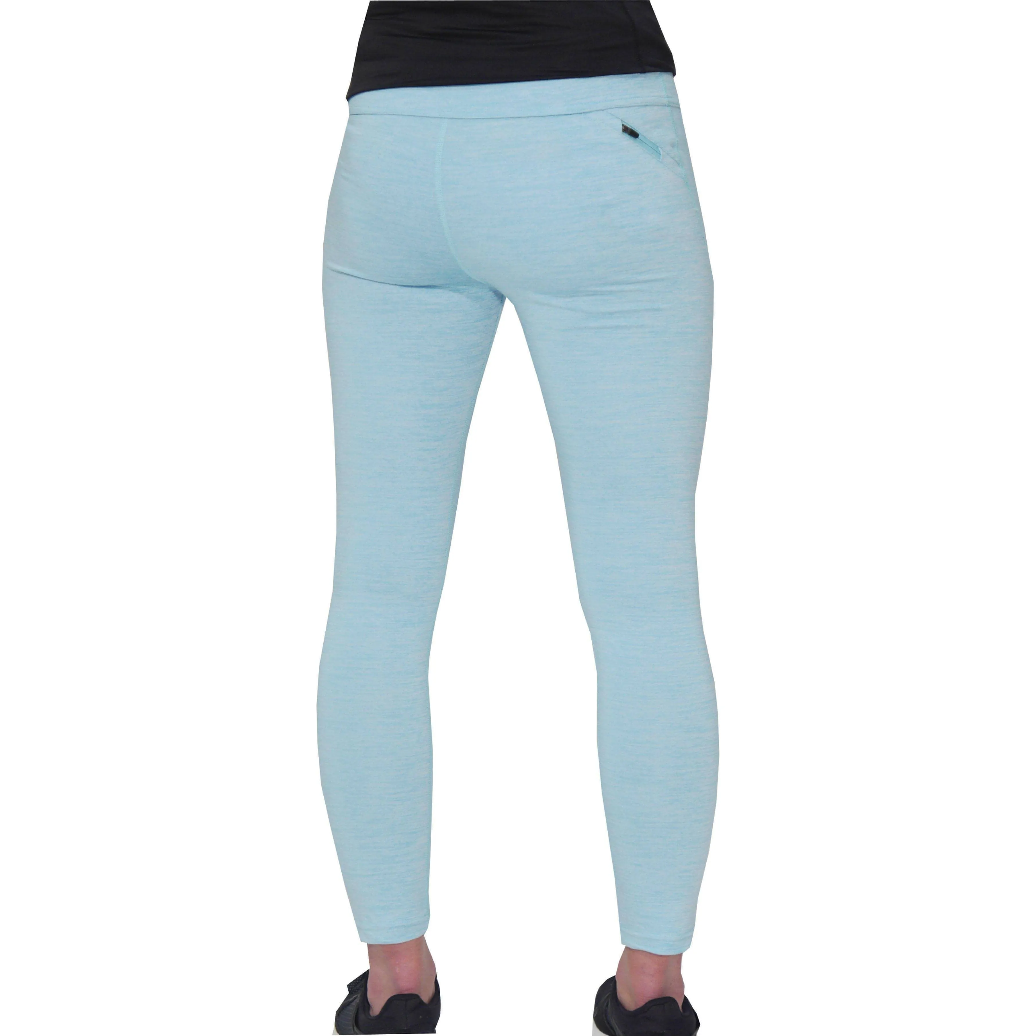 More Mile Heather Girls Long Running Tights - Blue