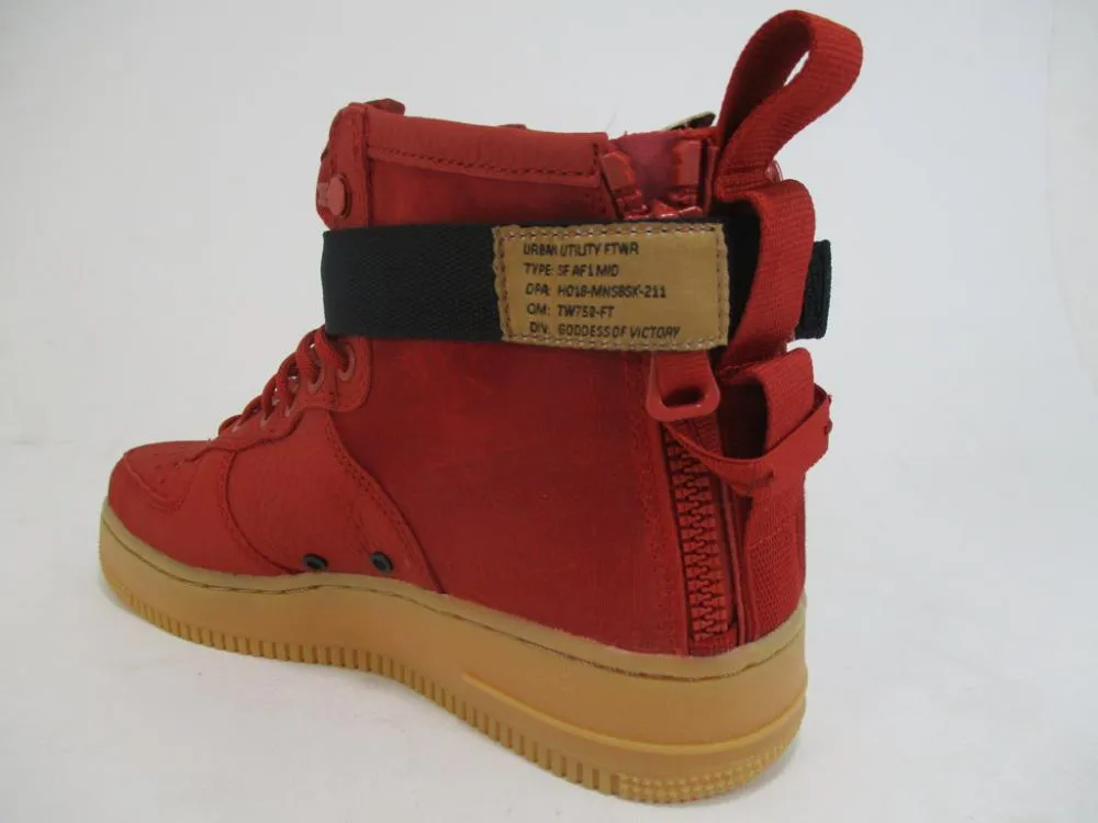 Nike scarpa alta in pelle e canvas SF Air Force 1 Mid 917753 600 dune red