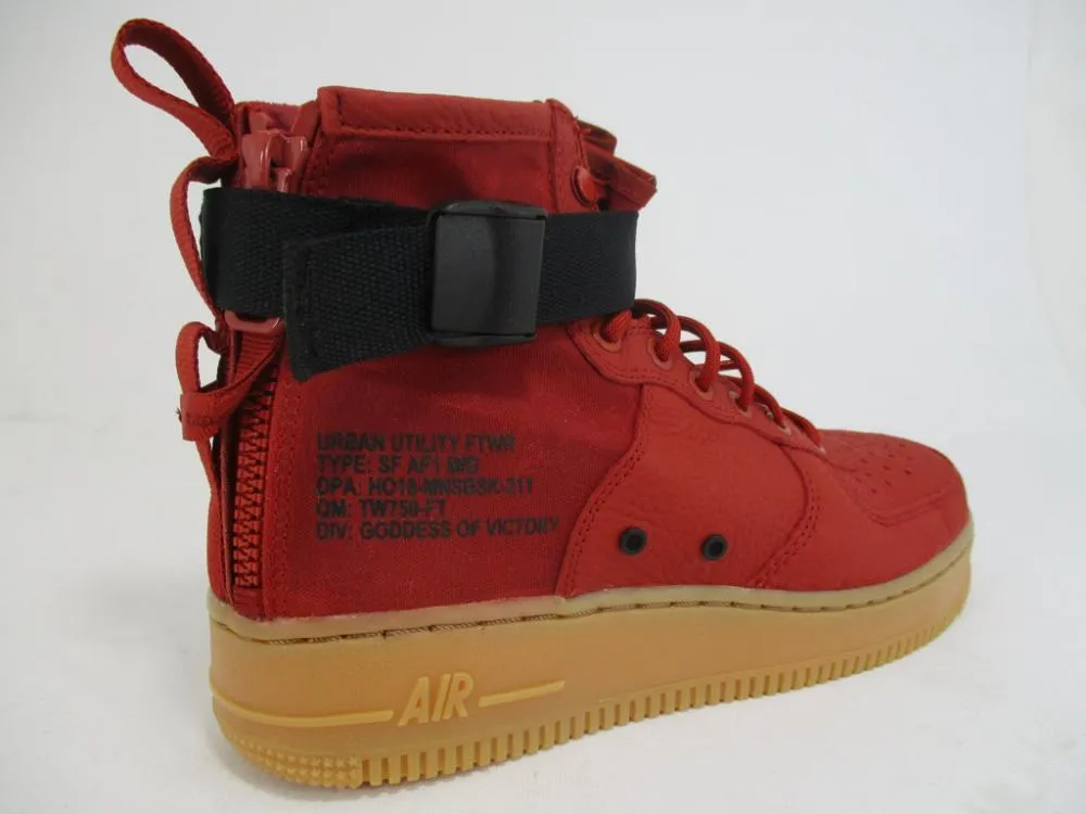 Nike scarpa alta in pelle e canvas SF Air Force 1 Mid 917753 600 dune red