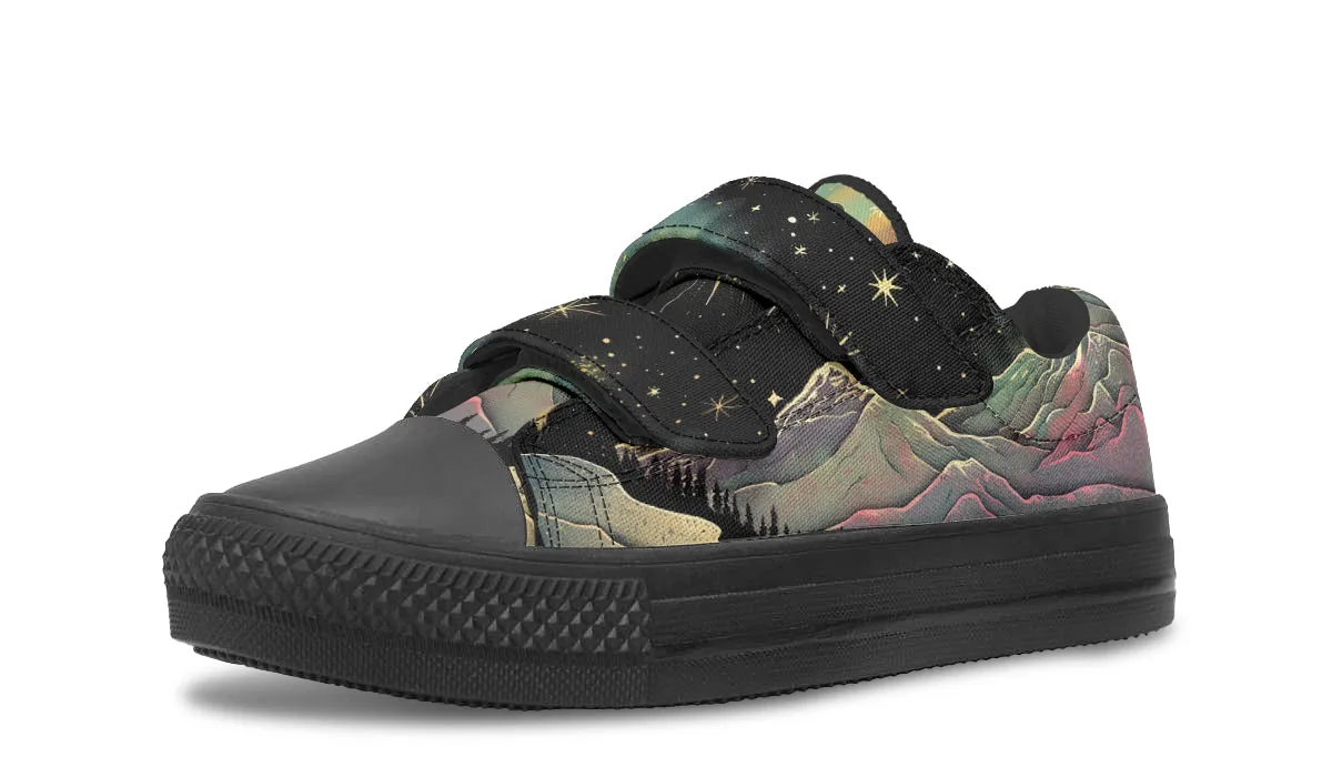 Northern Lights Kids Low Tops - Easy Strap Canvas Kids Shoes with Durable Rubber Soles