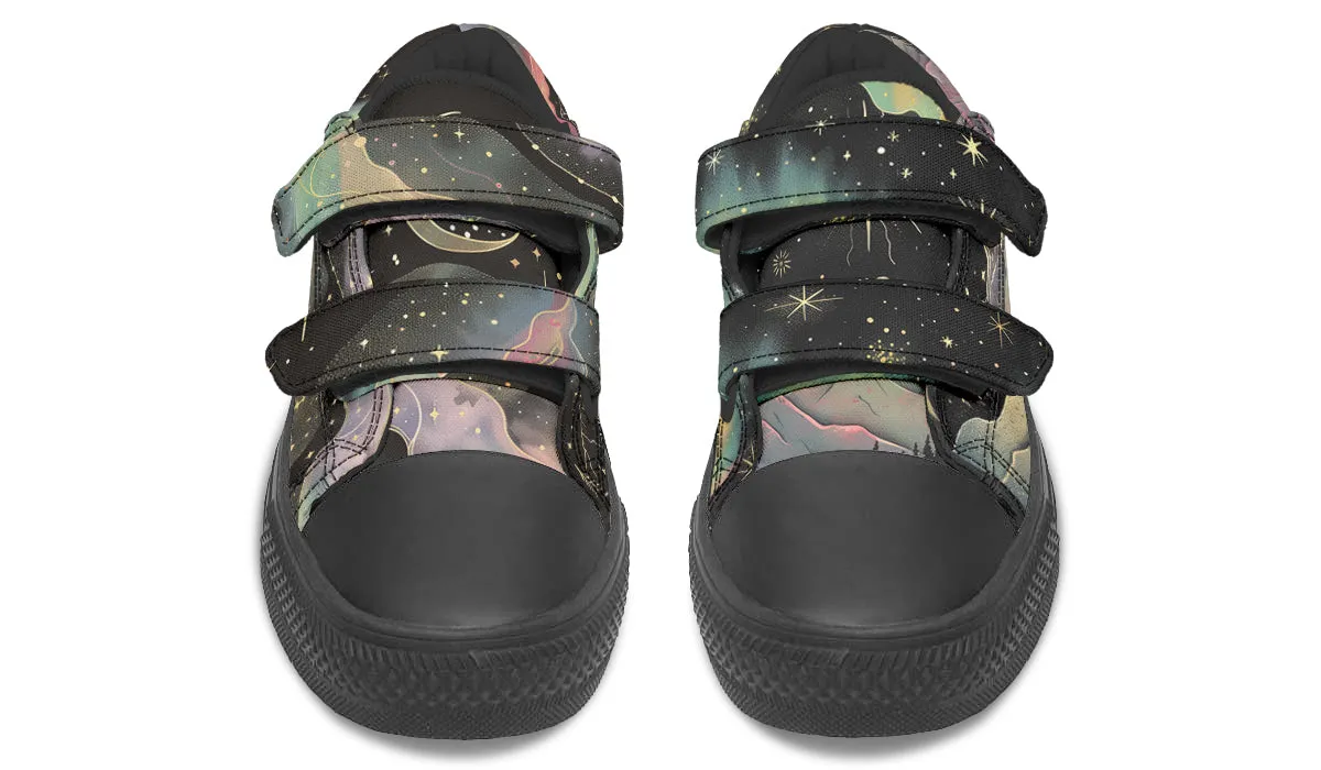 Northern Lights Kids Low Tops - Easy Strap Canvas Kids Shoes with Durable Rubber Soles