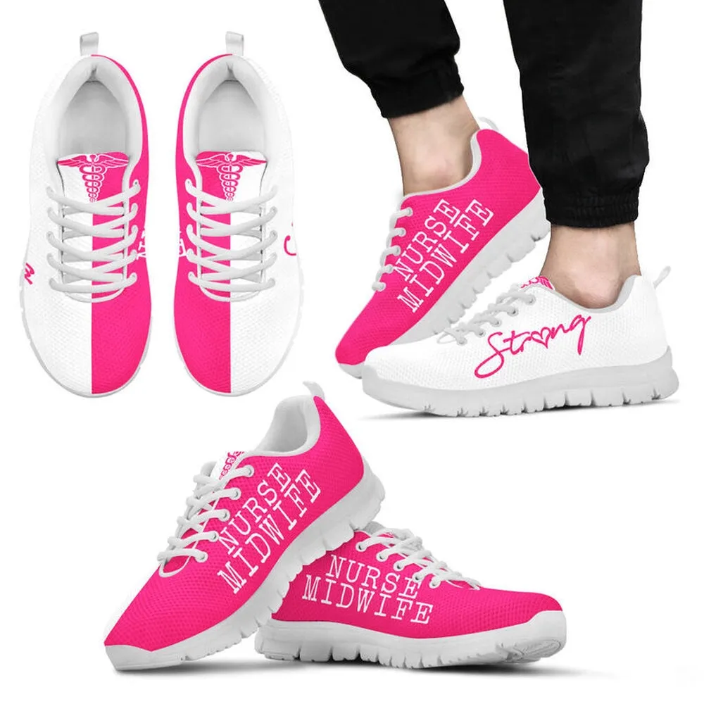 Nurse Sneaker, Nurse-Strong Midwife Pink White Sneakers, Best Shoes For Nurses