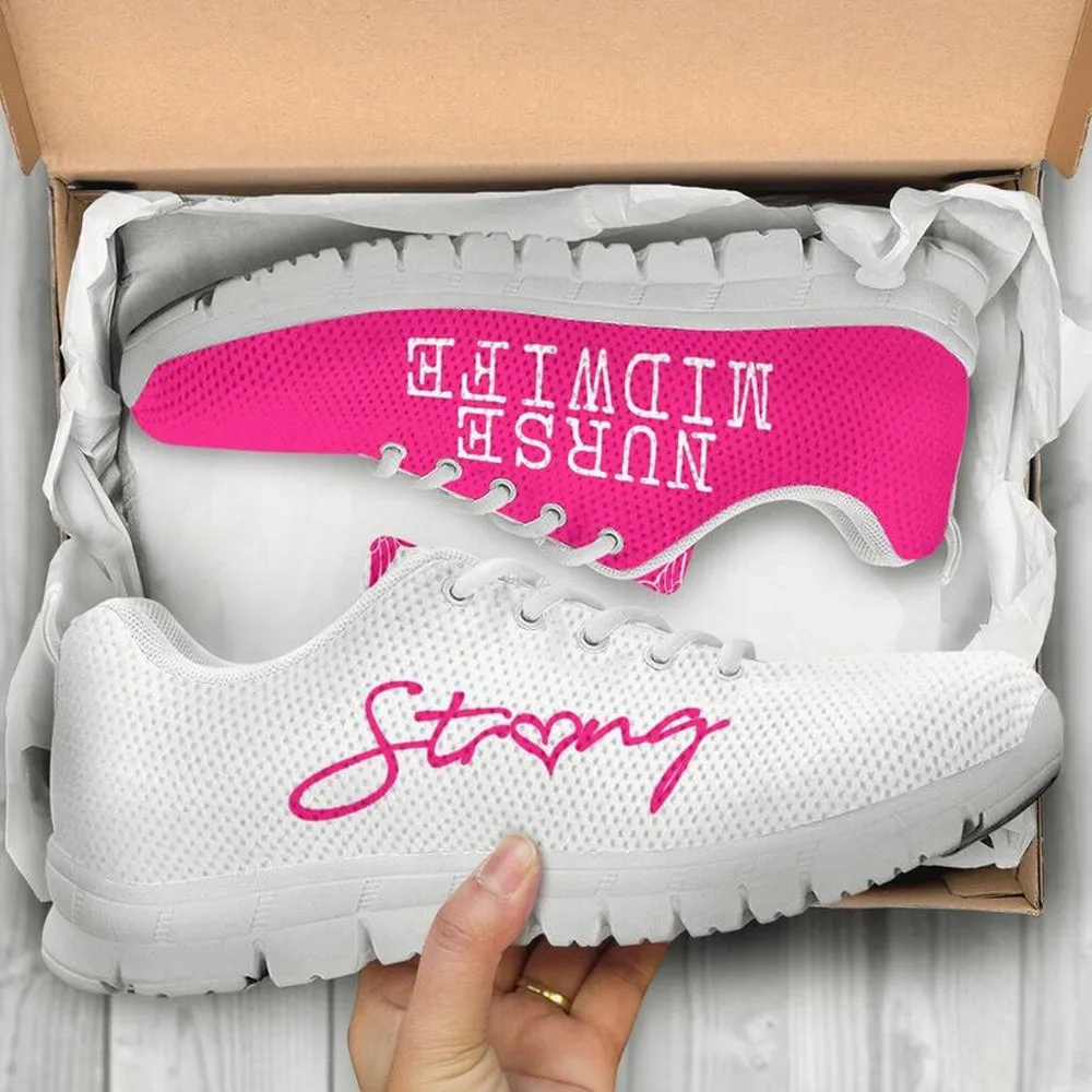 Nurse Sneaker, Nurse-Strong Midwife Pink White Sneakers, Best Shoes For Nurses