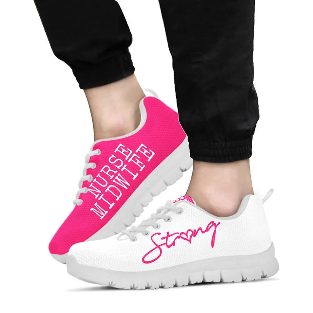 Nurse Sneaker, Nurse-Strong Midwife Pink White Sneakers, Best Shoes For Nurses