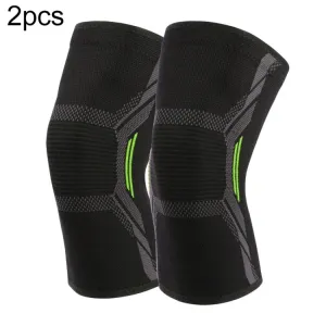 Nylon Sports Protective Gear Four-Way Stretch Knit Knee Pads, Size: M(Dark Green)