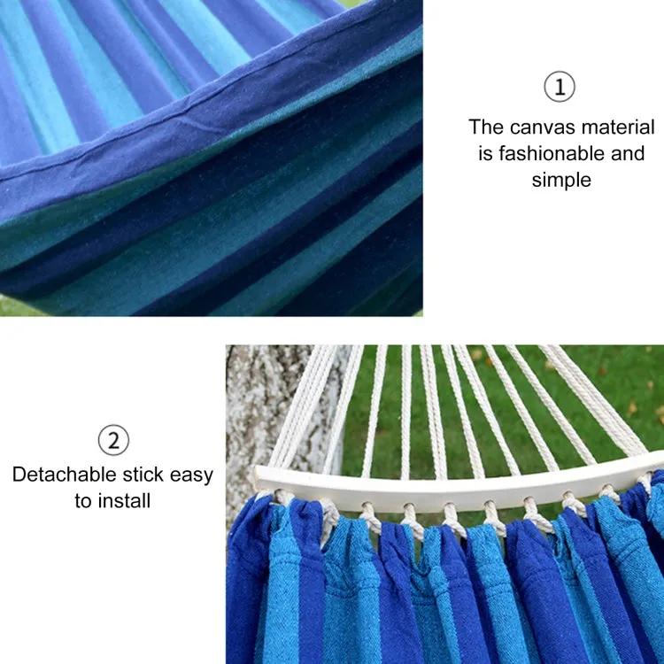 Outdoor Double Thickened Canvas Hammock Indoor Swing with Detachable Curved Rod, Size:200x100cm(Dark Blue)