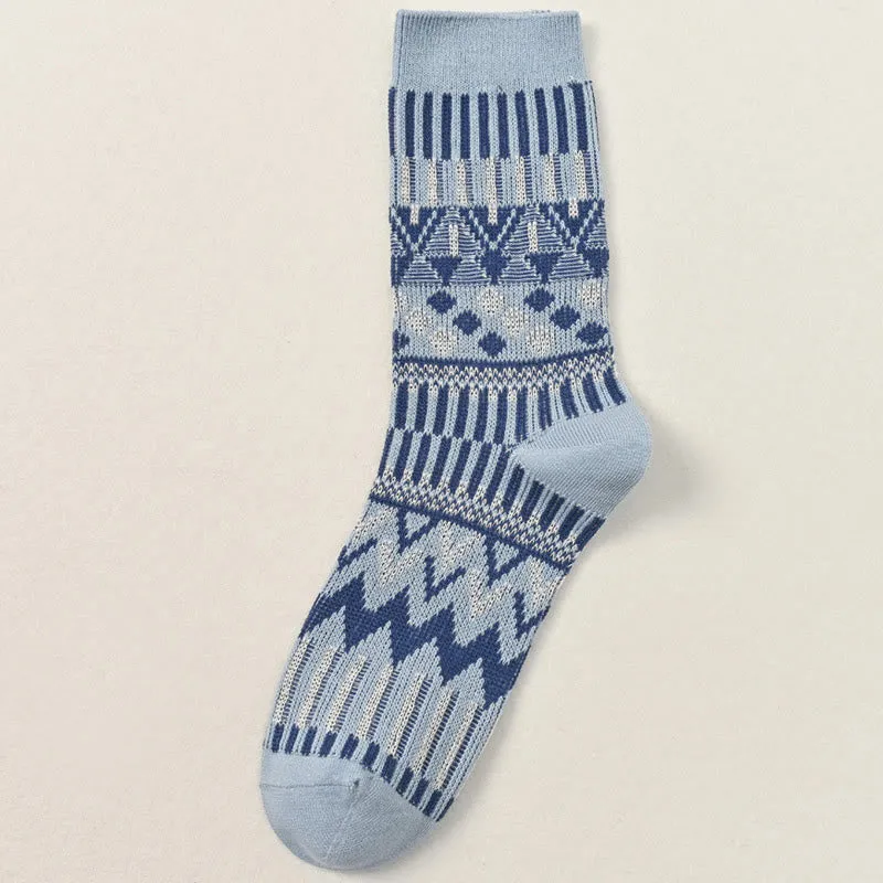 Plus Size Retro Pattern Crew Socks(2 Pairs)