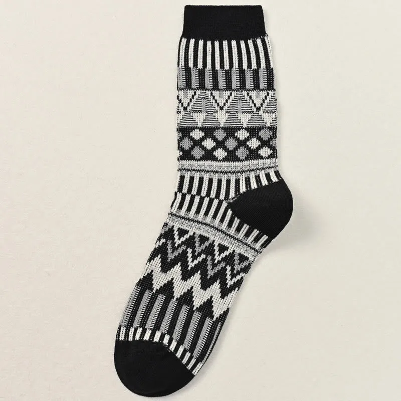 Plus Size Retro Pattern Crew Socks(2 Pairs)