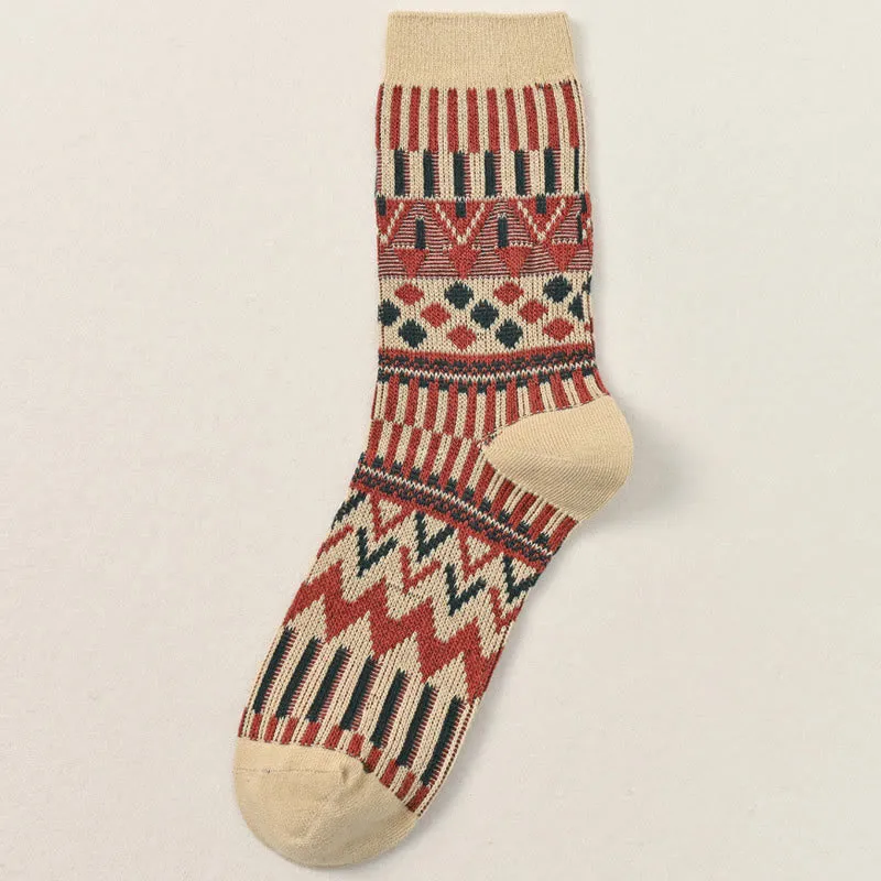 Plus Size Retro Pattern Crew Socks(2 Pairs)