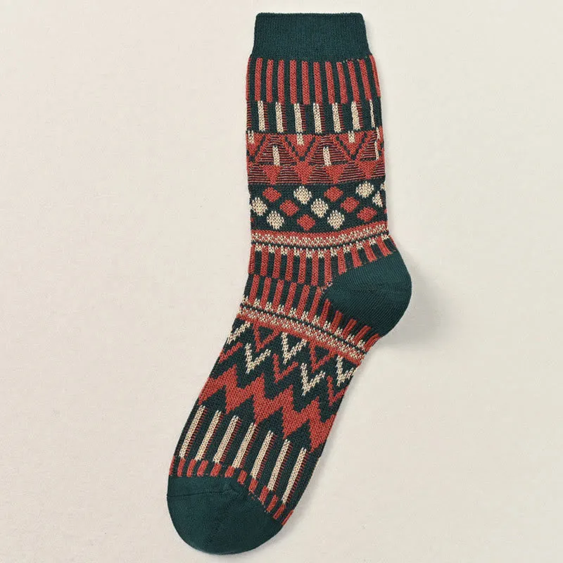 Plus Size Retro Pattern Crew Socks(2 Pairs)