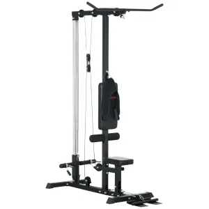 Pull Up Station Power Cage with Adjustable Seat, Home Gym - Black