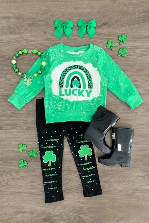 "Lucky" Green & Black Legging Set