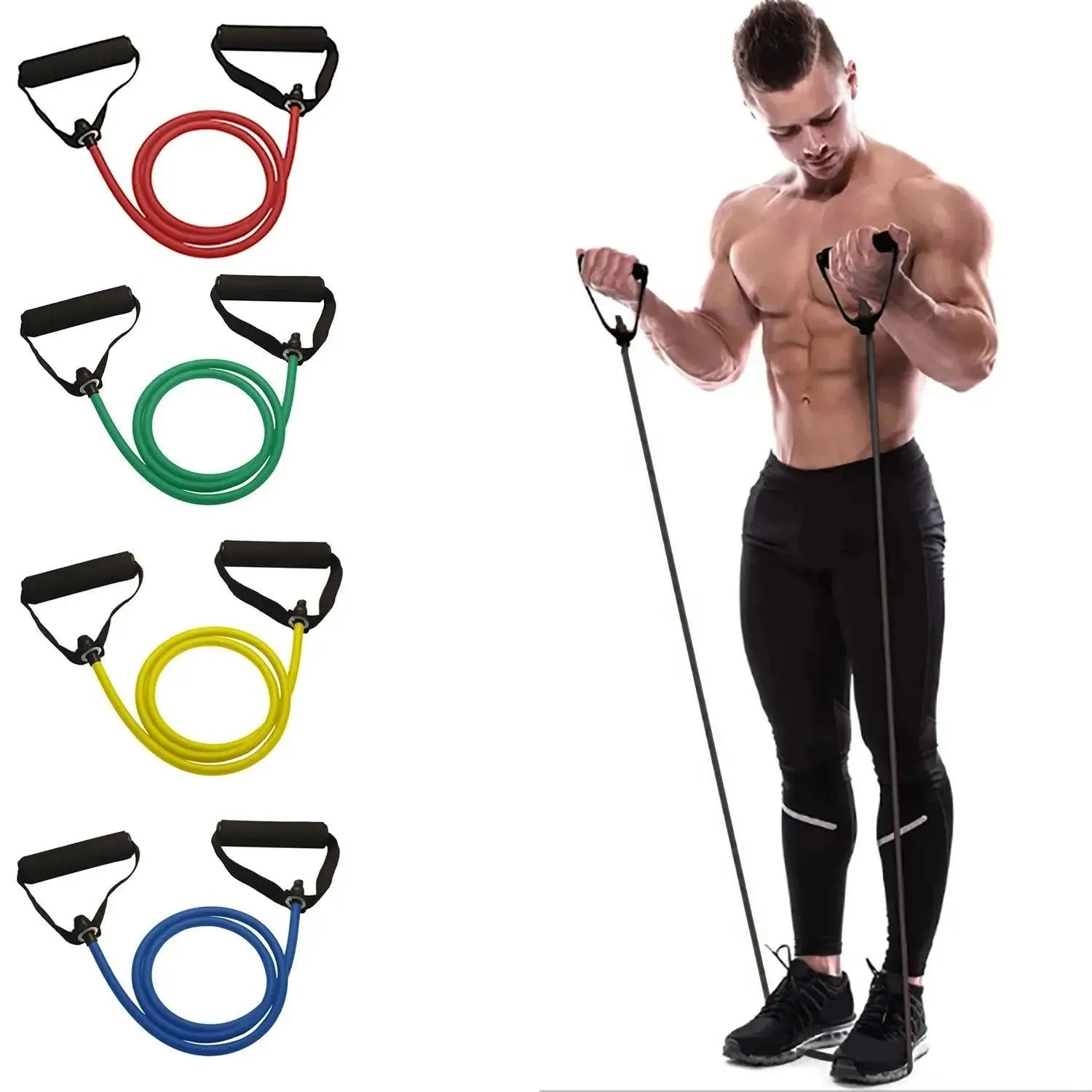 Resistance Bands With Handles – Adjustable Resistance from 10lbs to 30lbs, Durable Rubber for Full-Body Strength Training, Portable and Convenient