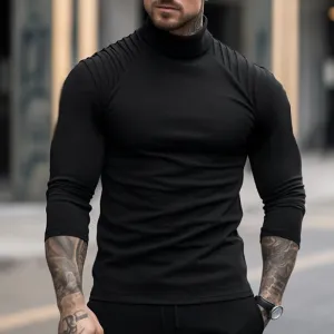 SLIM FITTING HIGH NECK PLEATED RAGLAN SLEEVES T-SHIRT