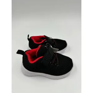 Small Kid Size 7, Black and Red Slip-on Sneakers