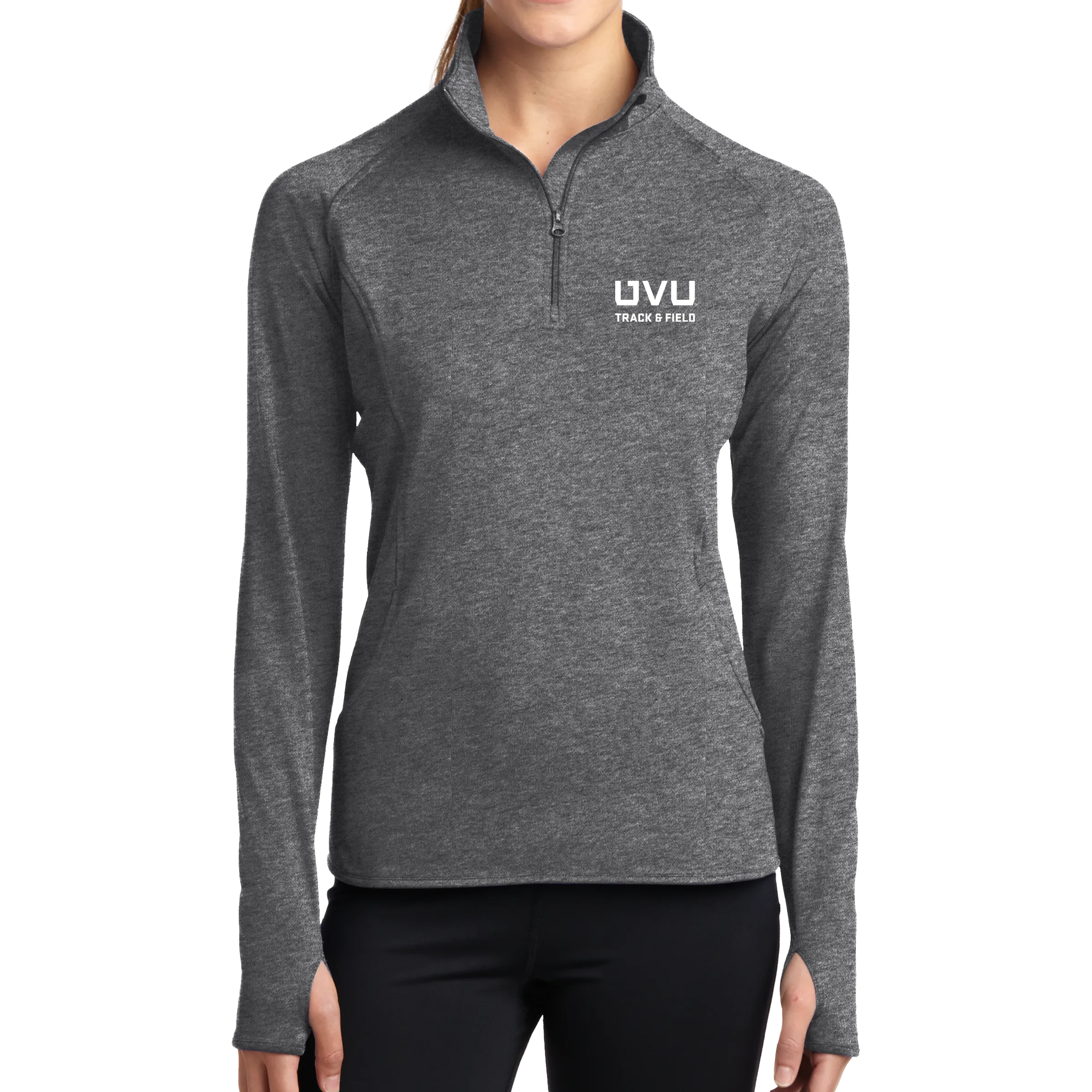 Sport-Tek Ladies Sport-Wick Stretch 1/2-Zip Pullover - UVU Track & Field