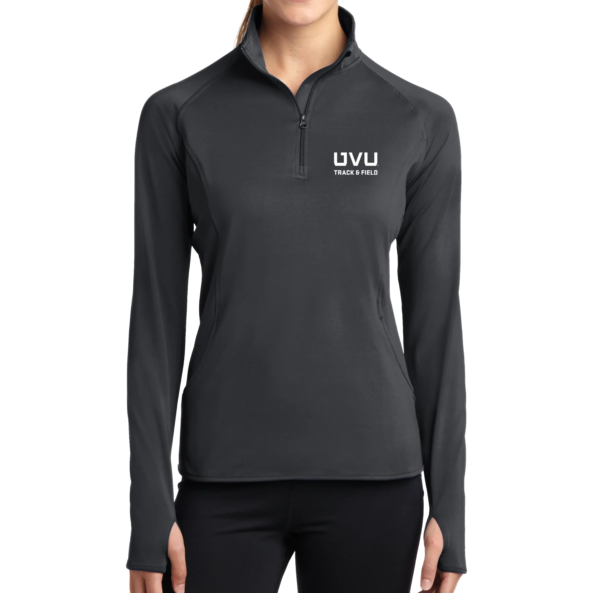 Sport-Tek Ladies Sport-Wick Stretch 1/2-Zip Pullover - UVU Track & Field