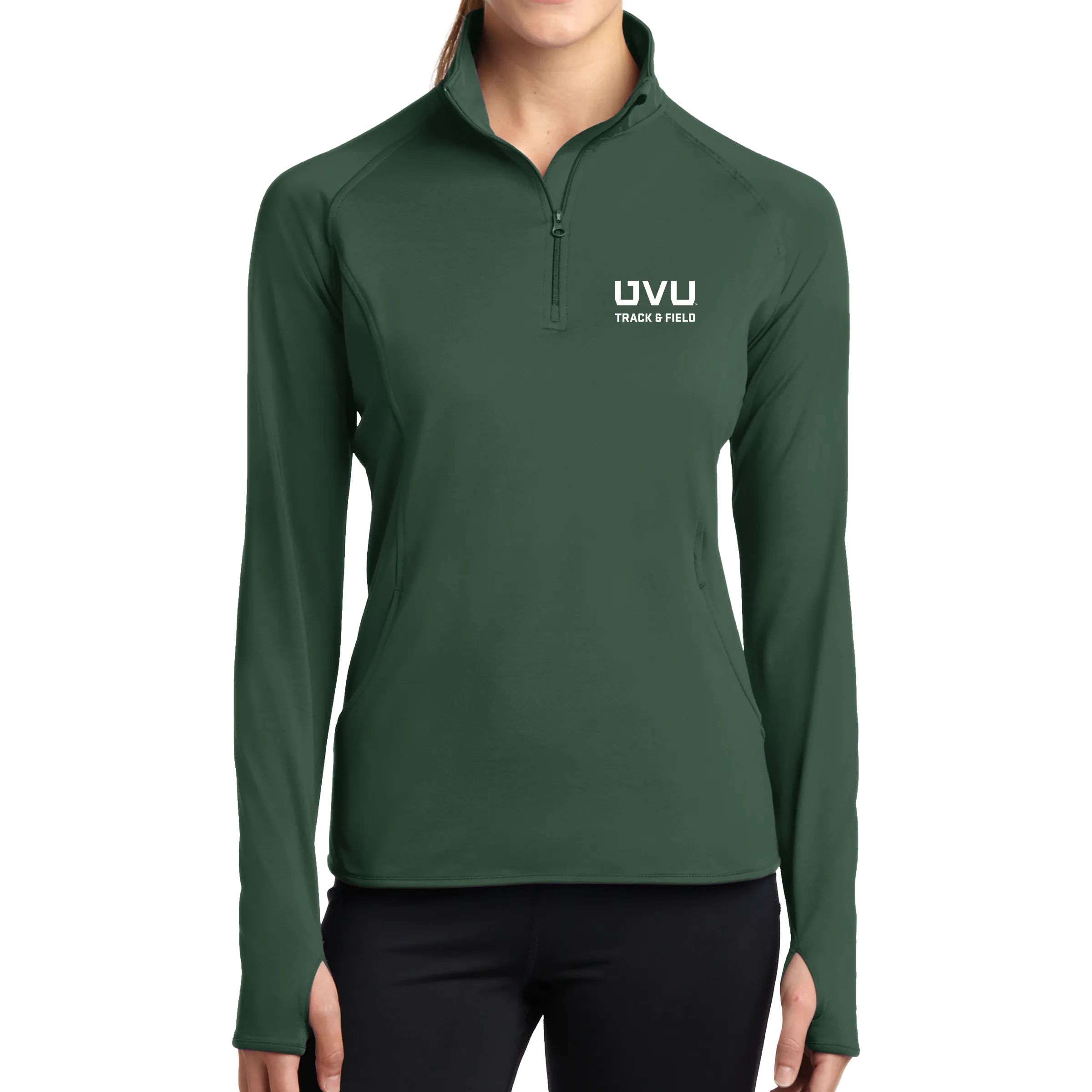 Sport-Tek Ladies Sport-Wick Stretch 1/2-Zip Pullover - UVU Track & Field