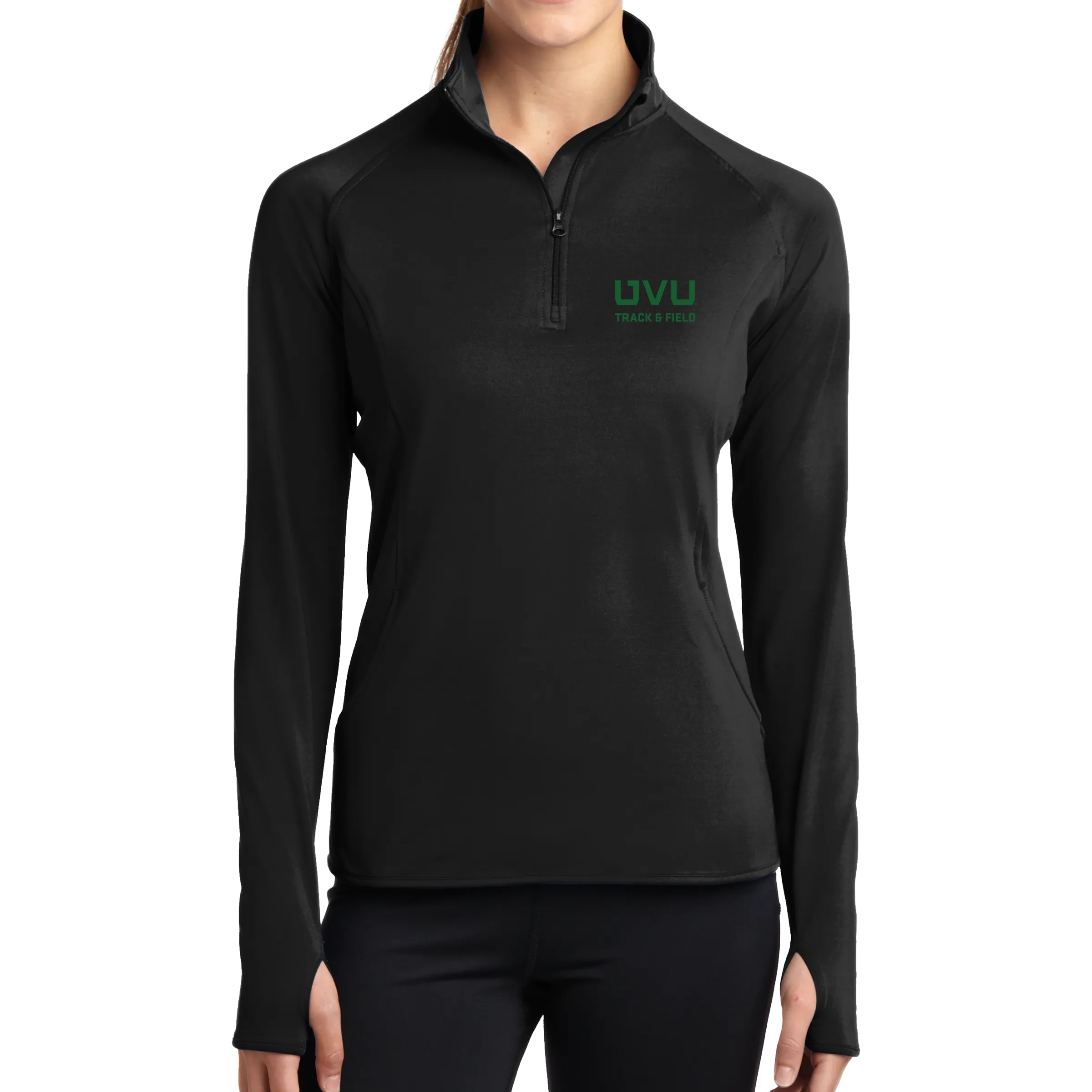 Sport-Tek Ladies Sport-Wick Stretch 1/2-Zip Pullover - UVU Track & Field