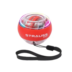 STRAUSS Wrist Gyro Ball | Ideal for Wrist Training, Strengthening Arms, Fingers, Wrist Bones and Muscles | Power Hand Enhancer, Forearm Exerciser,Self-Starting Wrist Trainer Ball with LED Light,(Red)