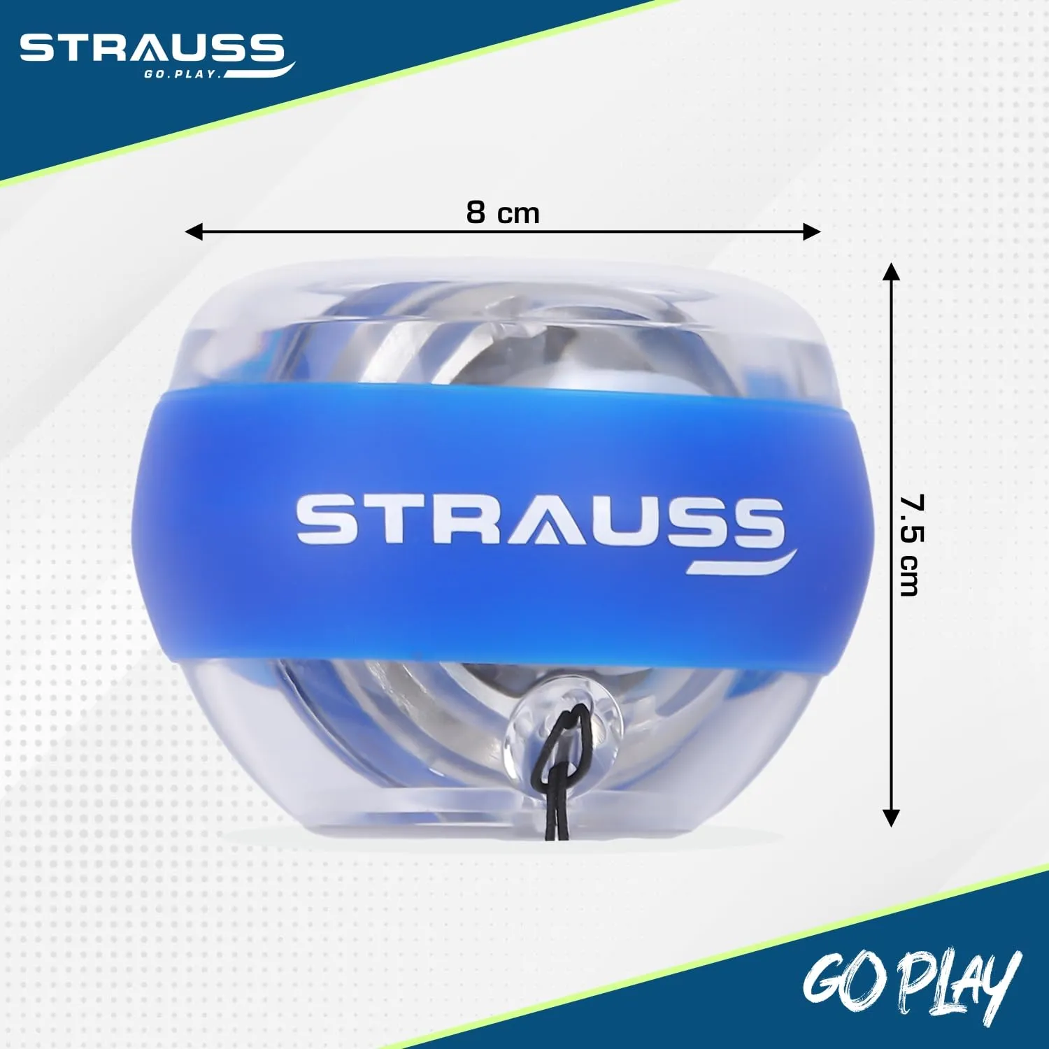 Strauss Wrist Gyro Ball|Ideal For Wrist Training, Strengthening Arms, Fingers, Wrist Bones and Muscle |Power Wrist Ball, Hand Enhancer, Exerciser,Self-Starting Wrist Trainer Ball with LED Light,(Blue)