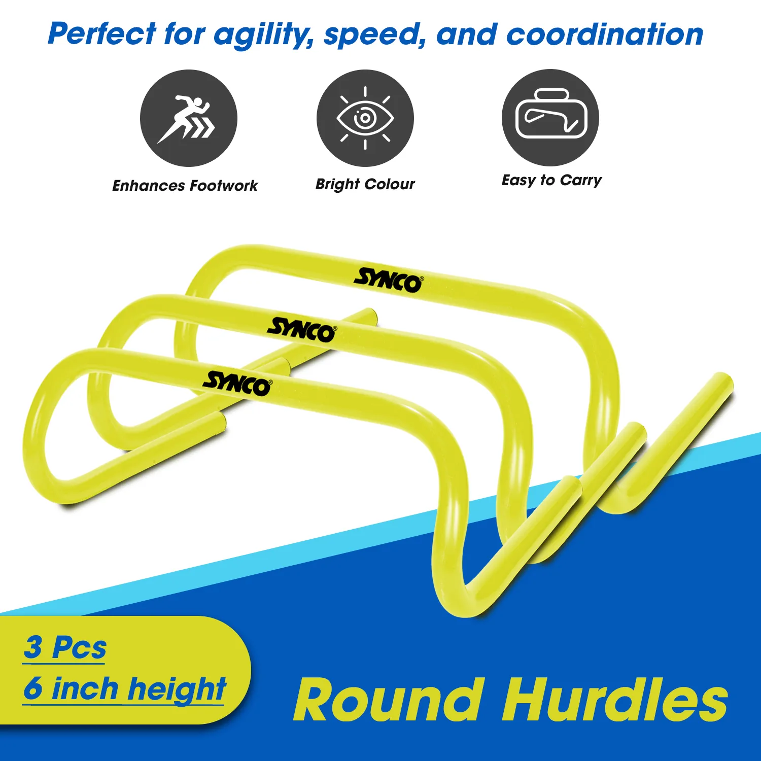 Synco Agility and Fitness Training set (Pack of Hurdles, Space markers & Ladder) with Carry bag