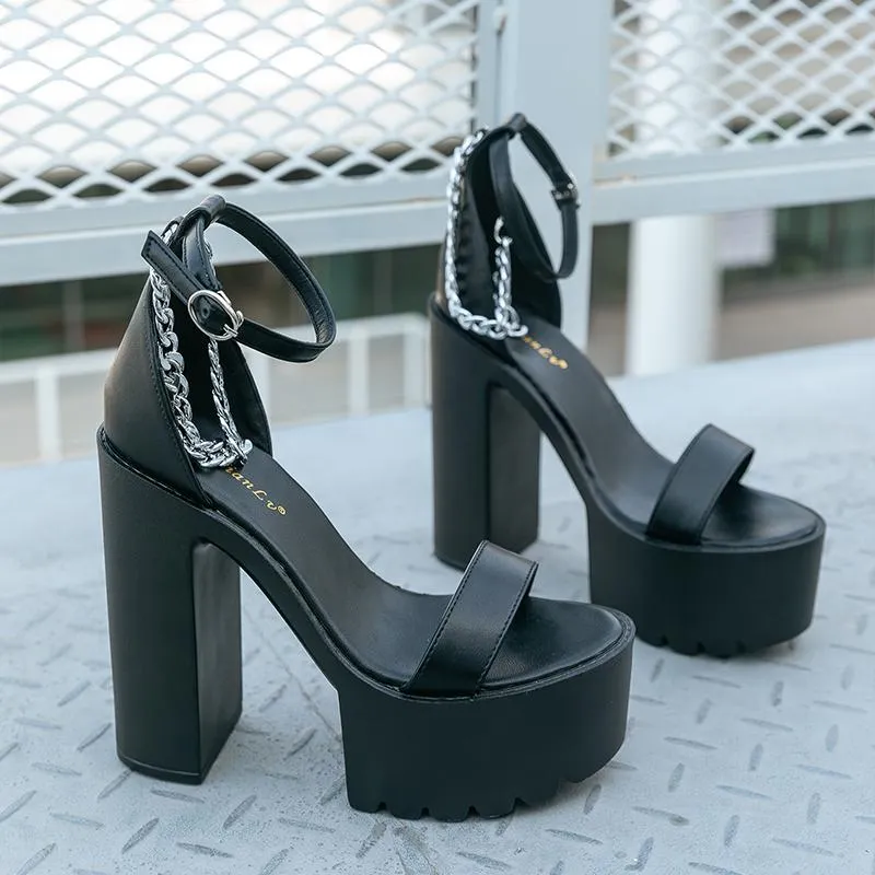 Thick Heel Waterproof Platform Super High Heel Sandals