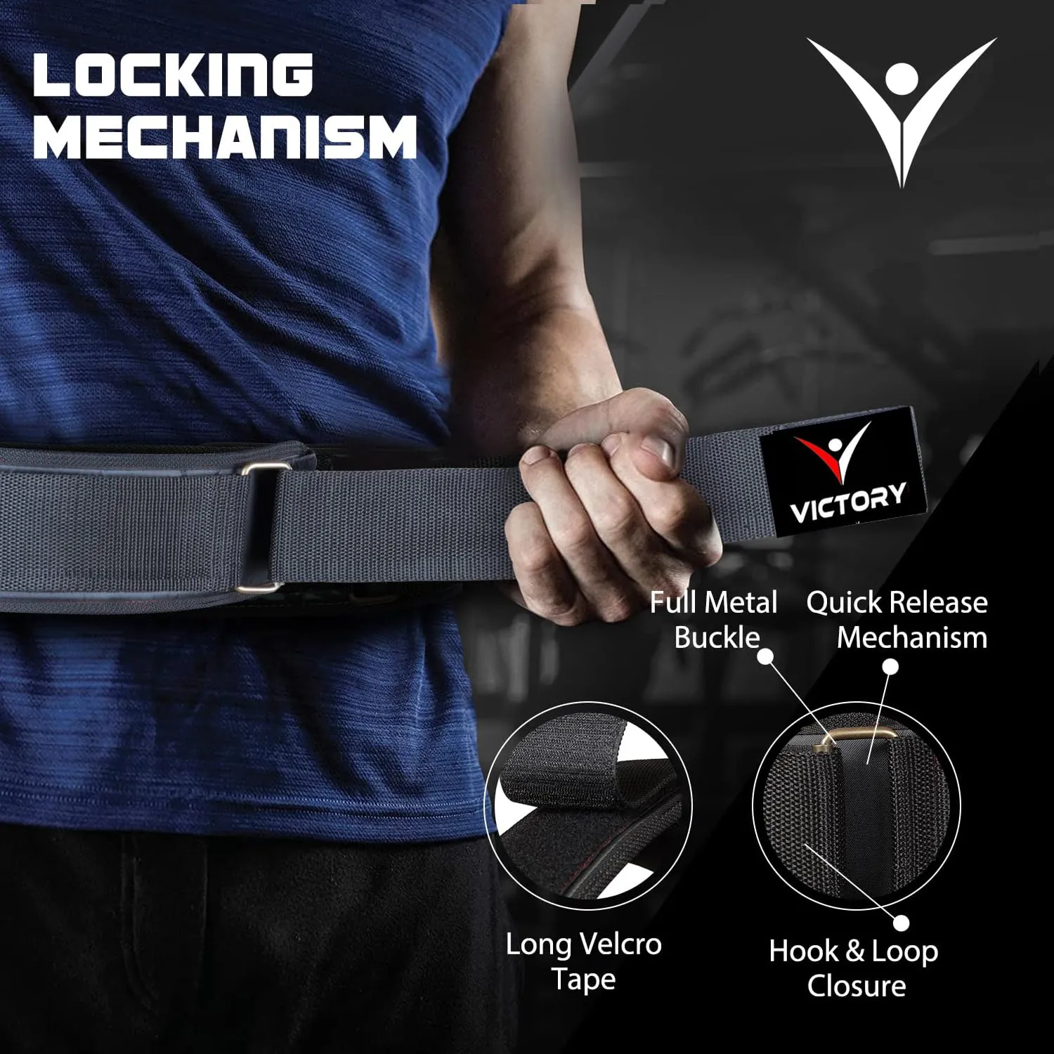 Victory Fitness Combo Inch Wide Weightlifting Gym Belt Back Support & Professional Boxing Hand Wrap & Hand Bandage - Imported 110 -inch (Black) #Men#Women