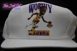 Vintage 1980s Salem Sportswear Los Angeles Lakers James Worthy Caricature Snapback Hat NBA