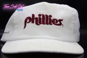 Vintage Annco Philadelphia Phillies Plain Logo Corduroy Snapback Hat MLB