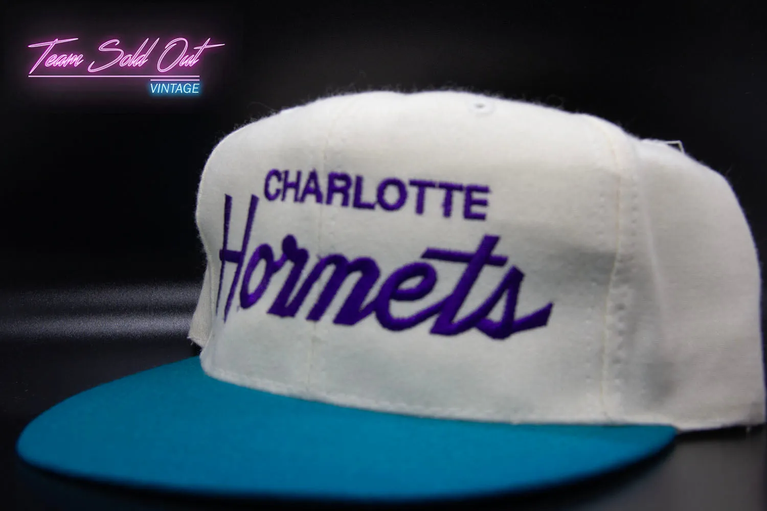 Vintage Charlotte Hornets Script Snapback Hat NBA