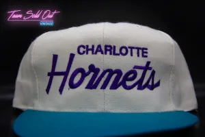 Vintage Charlotte Hornets Script Snapback Hat NBA