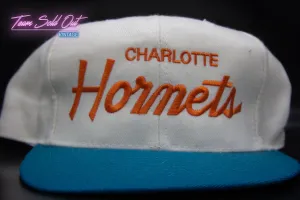 Vintage Charlotte Hornets Single Script Snapback Hat NBA