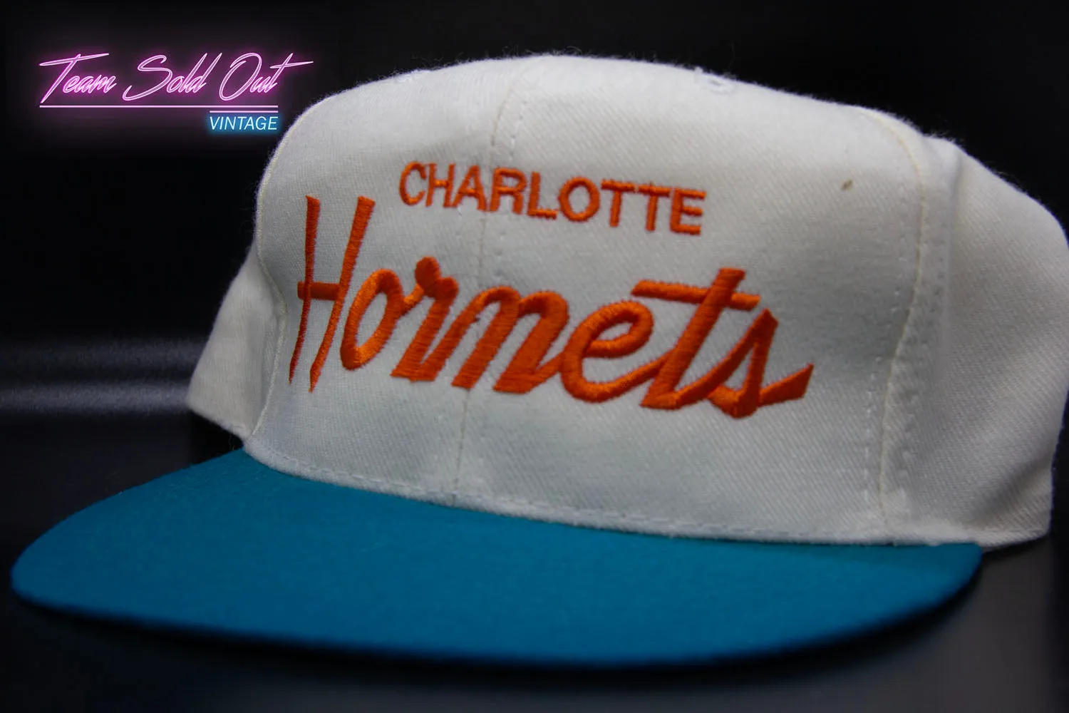 Vintage Charlotte Hornets Single Script Snapback Hat NBA