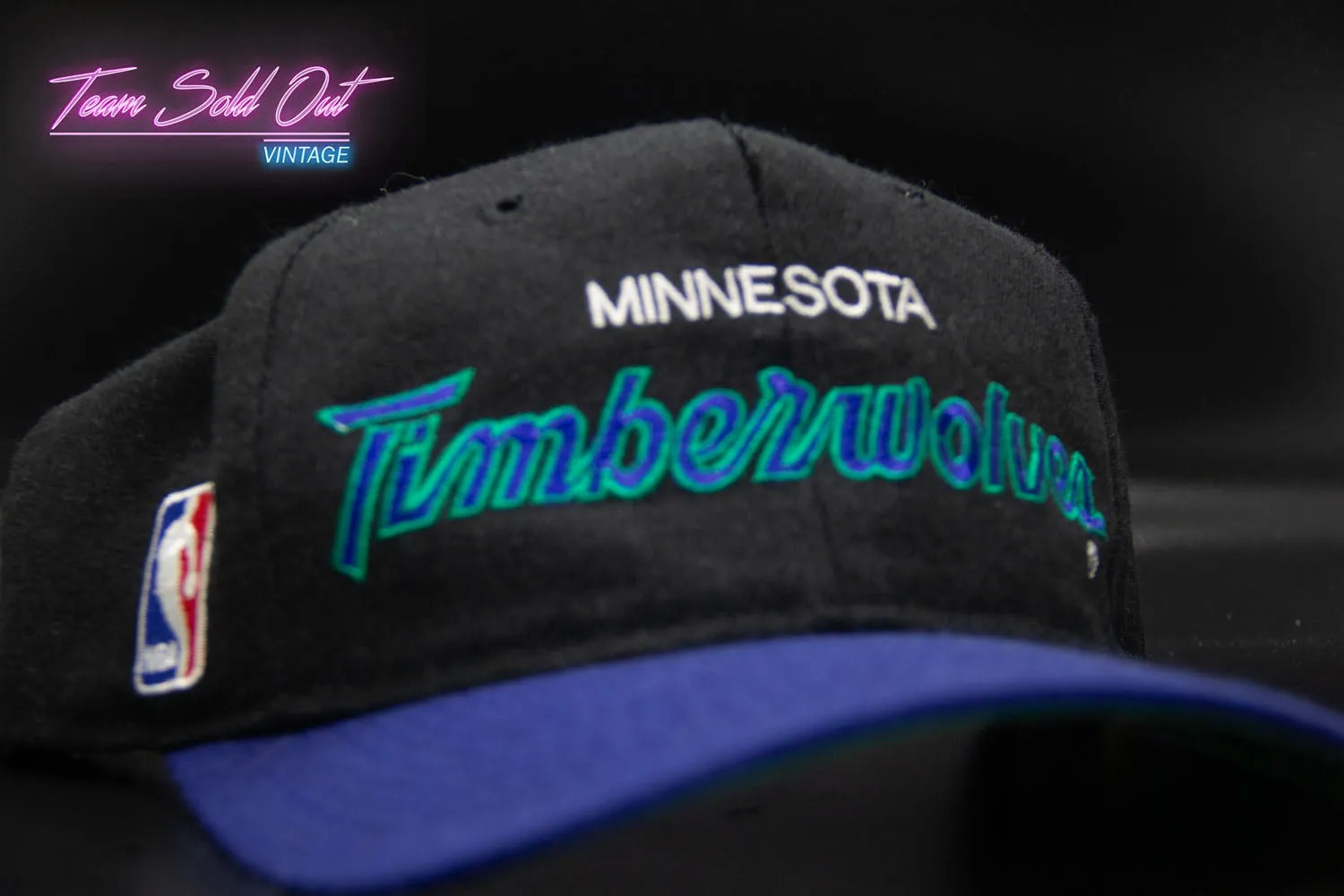 Vintage Sports Specialties Minnesota Timberwolves Double Script Snapback Hat NBA