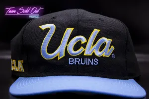 Vintage Sports Specialties UCLA Bruins Black Dome Double Script Snapback Hat NCAA