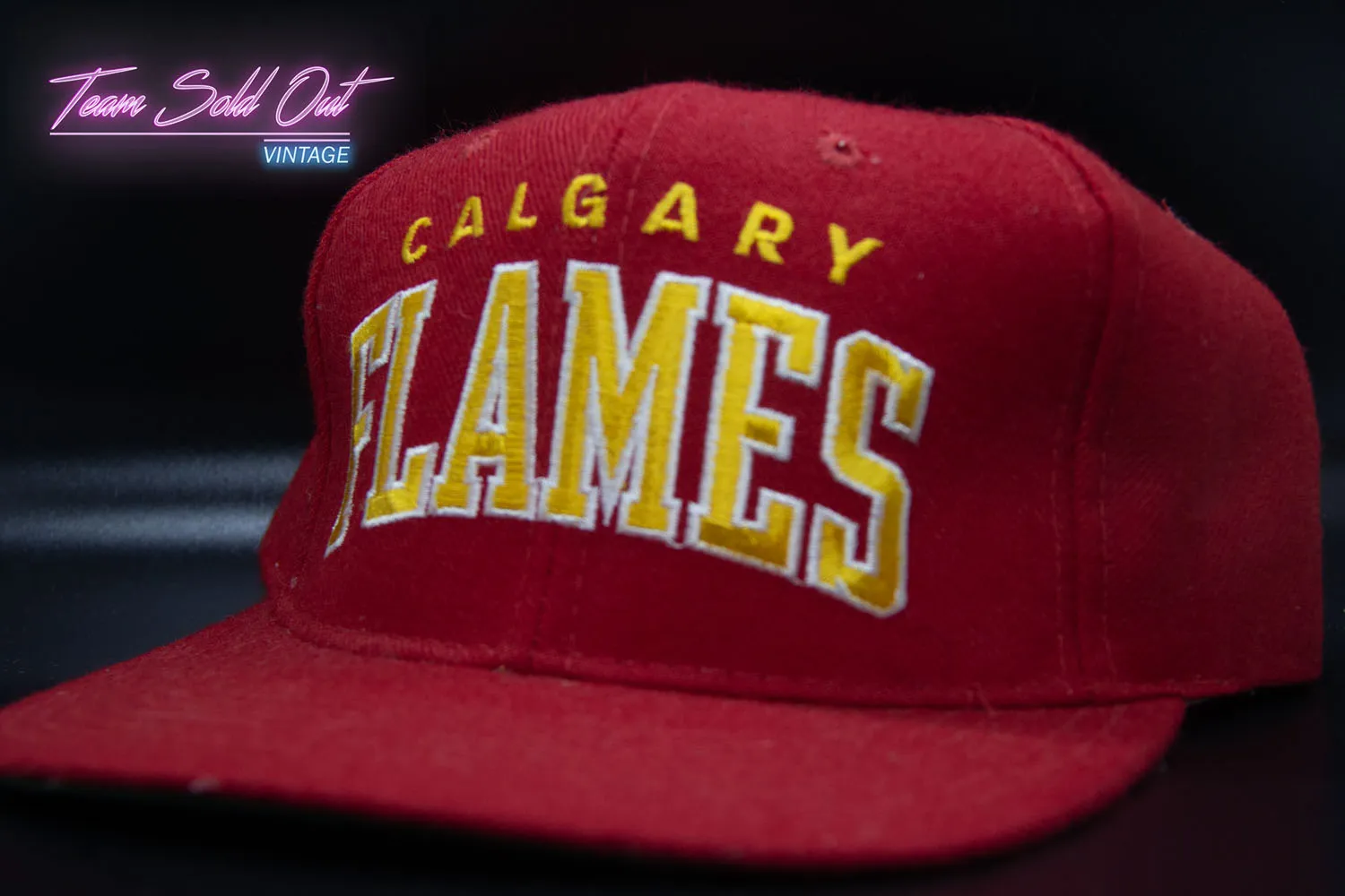 Vintage Starter Calgary Flames Arch Plain Logo Snapback Hat NHL