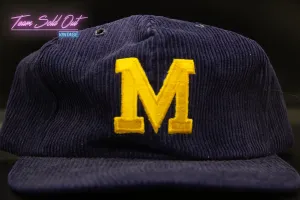 Vintage University of Michigan Wolverines Plain Logo Corduroy Snapback Hat NCAA